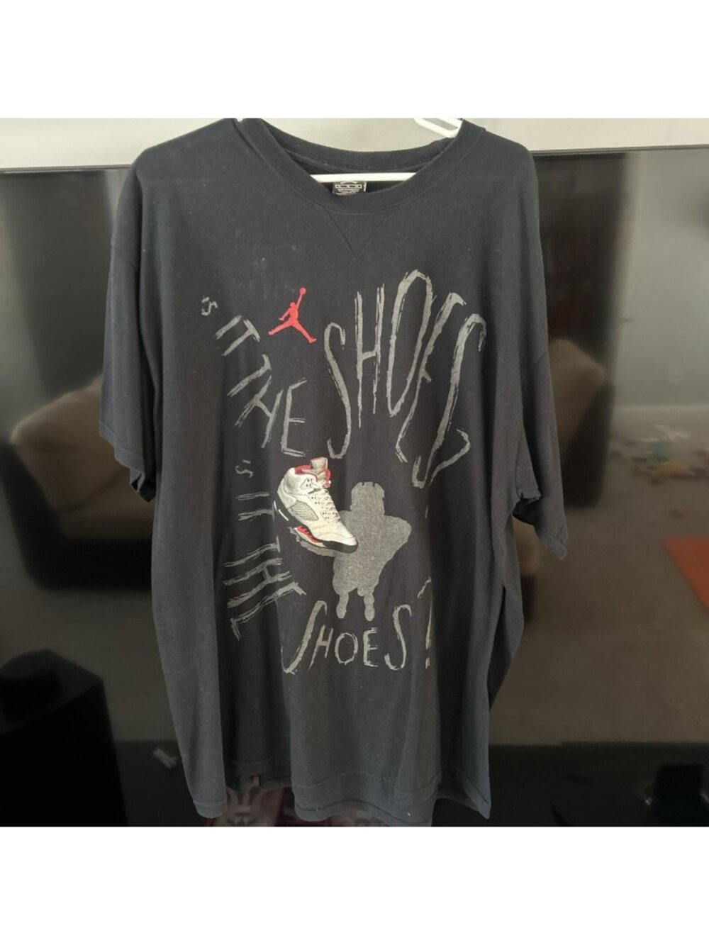 Vintage Nike Air Jordan 5 Fire Red “Is It The Shoes?” Spike Lee Quote Shirt XL